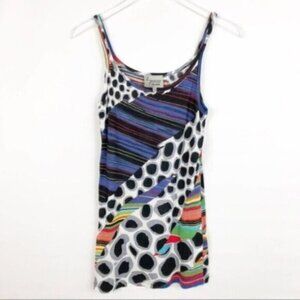 Lynn Ritchie Silver | Women's Purple Black Dot Scoop Neck Tunic Tank Size Small